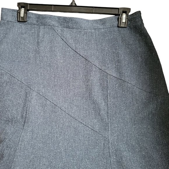 Hiroko Steel-Blue Midi Skirt 6-Panel Flare Angled Waist&Hip Cuts Size 16 - Picture 3 of 10
